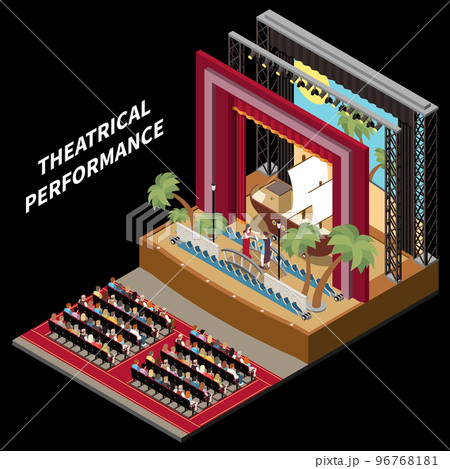 Theatre Interior Stage Isometric 96768181