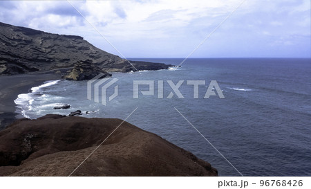 Black beach near El Golfo, Lanzarote, Spain 96768426