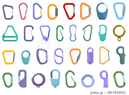 Carbine icons set cartoon vector. Carabine clip. Hook climber 96769005