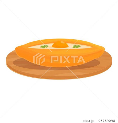 Meal khachapuri icon cartoon vector. Bread cuisine. Baked dish Meal khachapuri icon cartoon vector. Bread cuisine. Baked dish 96769098