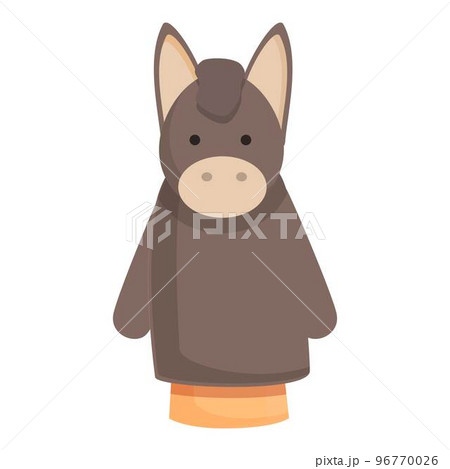 Donkey puppet icon cartoon vector. Show stage. Child play Donkey puppet icon cartoon vector. Show stage. Child play 96770026