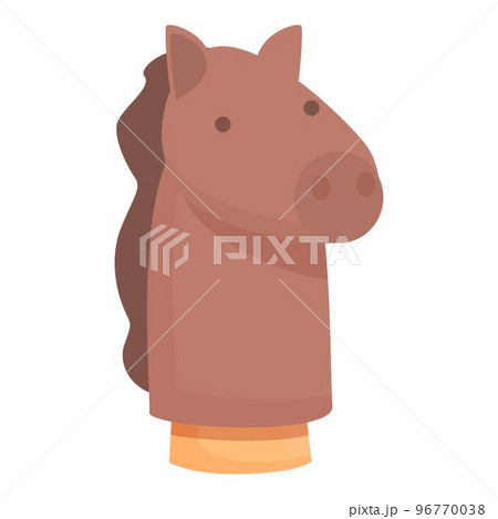 Horse puppet icon cartoon vector. Show theatre. Sock doll Horse puppet icon cartoon vector. Show theatre. Sock doll 96770038