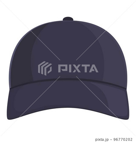 Black baseball hat icon cartoon vector. Cap template. Fashion wear Black baseball hat icon cartoon vector. Cap template. Fashion wear 96770202