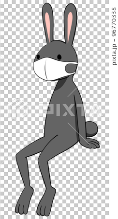 （アニメ塗り）ウレタンマスクをつけた兎のイラスト 96770338