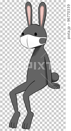 ウレタンマスクをつけた兎のイラスト 96770339