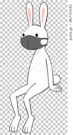 （アニメ塗り）ウレタンマスクをつけた兎のイラスト 96770340