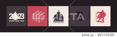 Set of 2023 New Year greeting cards. Minimalistic design. Vector. Set of 2023 New Year greeting cards. Minimalistic design. Vector. 96770586