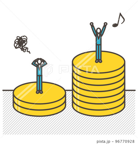 所得格差、格差社会、給与格差、金持ち、貧乏人、勝ち組負け組【ベクターイラスト素材】 96770928