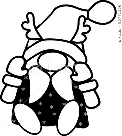 SVG Christmas gnomes. Cute Ornament.  Quote for Happy Holidays. Perfect for post cards, invitation, t-shirt, posters, party decoration, mug decor, home decoration. Cute scandinavian gnomes. Snow flake 96771356