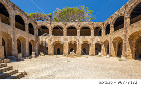 Inner courtyard of the Archaeological Museum of Rhodes town. Inner courtyard of the Archaeological Museum of Rhodes town. 96773132