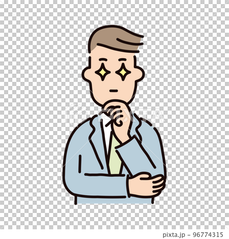 ビジネス_人物_男性_スーツ_上半身_ポーズ_たくらむ 96774315
