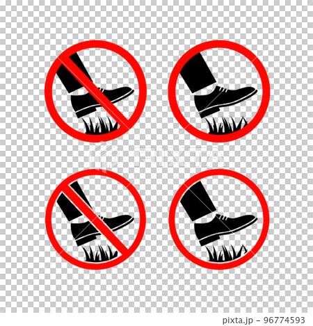 Do not walk on grass sign with shoe icon 96774593