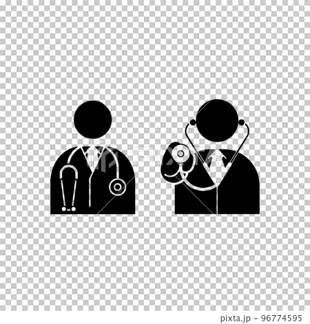 Doctor portrait with stethoscope icon set Doctor portrait with stethoscope icon set 96774595