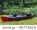 Canoeing trip on the river. Rafting in kayaks. Active recreation on the water. 96774624