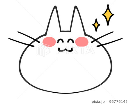 キラキラ笑顔　顔のみにゃんこのアイコンイラスト素材 96776145