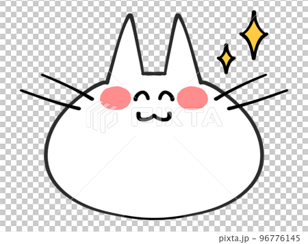 キラキラ笑顔　顔のみにゃんこのアイコンイラスト素材 96776145