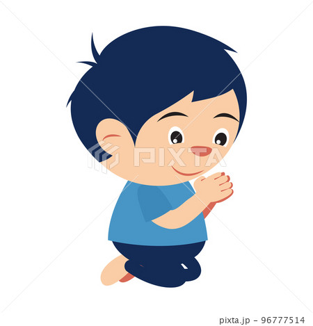 Clipart of cartoon version of man pay respect to some one sitting 96777514