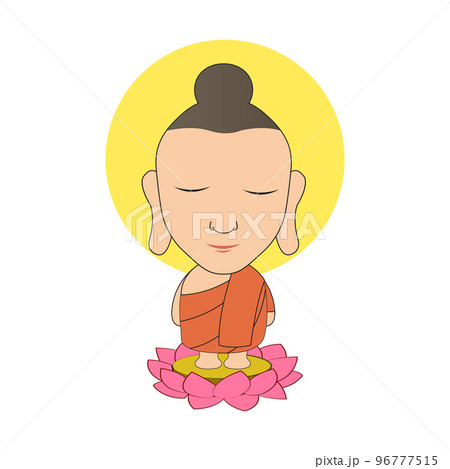 Clipart of cartoon version of lord of buddha stand 96777515
