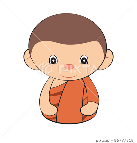 Clipart of cartoon version of monk sitting 96777519