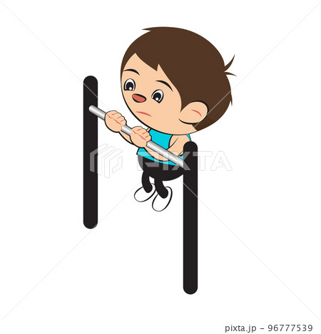Clipart of cartoon version of man work out by pull up Clipart of cartoon version of man work out by pull up 96777539