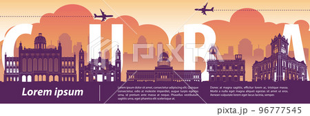 Cuba famous landmark silhouette style 96777545