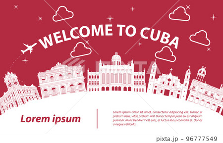 Cuba famous landmark silhouette style Cuba famous landmark silhouette style 96777549