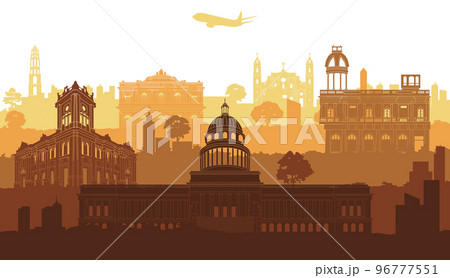 Cuba famous landmark silhouette style 96777551