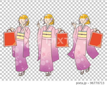 一位女士在第一次銷售時購物的插圖集素材 96778713
