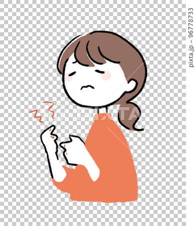 手にケガをした女性 手にケガをした女性 96778733