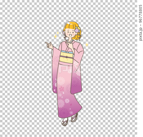 晴れ着姿の女性のイラスト素材 96778805