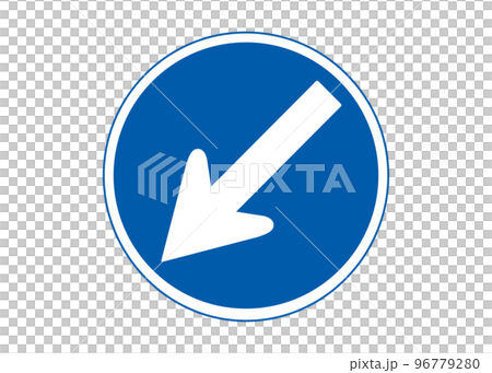 道路標識 左下向き矢印の指定方向外進行禁止のイラスト アイコン素材 96779280