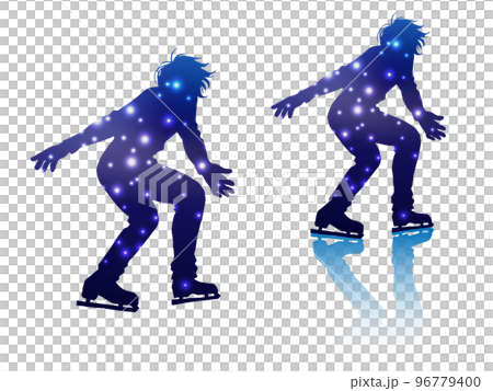 男子フィギュアスケーターのシルエット(スケーティング・キラキラバージョン) 96779400