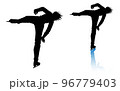 男子フィギュアスケーターのシルエット(キャメルスピン・黒バージョン) 96779403