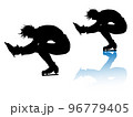 男子フィギュアスケーターのシルエット(シットスピン・黒バージョン) 96779405