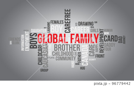 Global Family world cloud background. Relationship awareness Vector illustration design concept. 96779442
