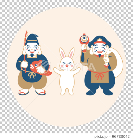 Year of the Rabbit illustration material of Lord Ebisu and Lord Daikoku Year of the Rabbit illustration material of Lord Ebisu and Lord Daikoku 96780042