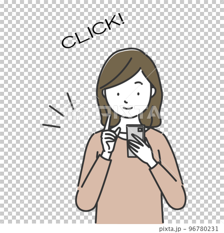點擊智能手機的女人 96780231