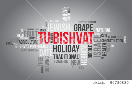 Tu Bishvat world cloud background. Environment awareness Vector illustration design concept. 96780389