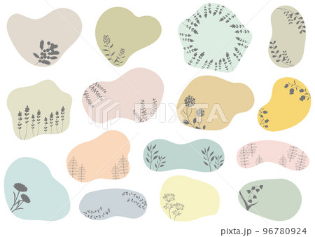 植物のシルエットとフレームセット 96780924