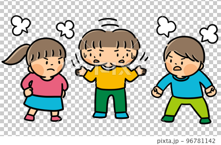 子供同士のケンカと止めに入る小学生 96781142