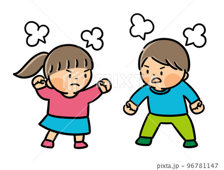 ケンカをしている男の子と女の子 ケンカをしている男の子と女の子 96781147