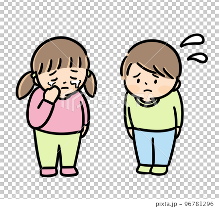 哭泣的女孩和沮喪的男孩兒童爭吵 96781296