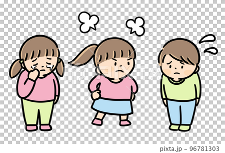 一個哭泣的女孩，一個憤怒的女孩，一個反省的男孩 96781303