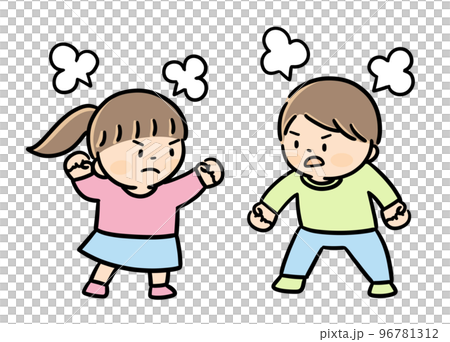 喧嘩をしている小学生の子ども達のイラスト素材 [96781312] - PIXTA