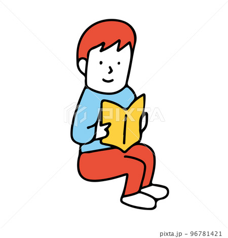座って本を読む人 96781421