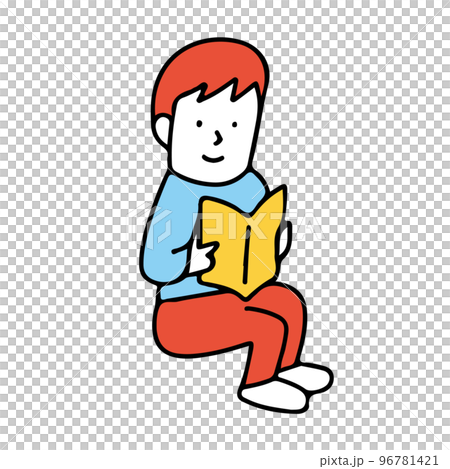 座って本を読む人 96781421