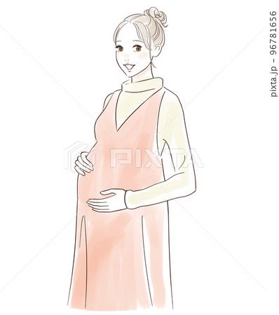 微笑む妊婦さんのイラスト 96781656