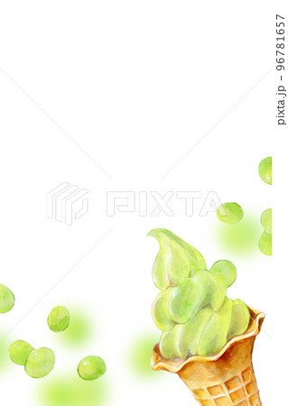 ソフトクリーム　マスカット味　水彩イラスト 96781657