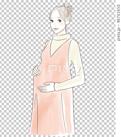 Illustration of a smiling pregnant woman 96781658