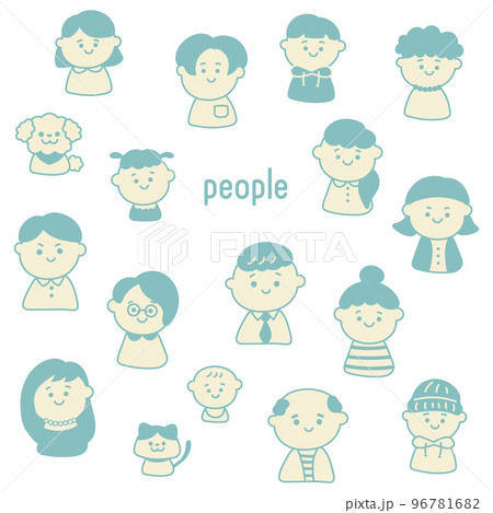シンプルでかわいい人物アイコン　イラスト素材セット 96781682